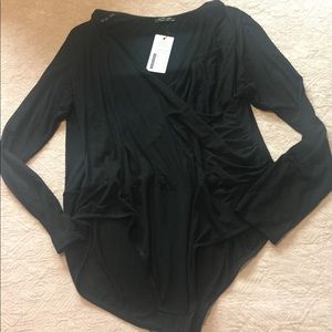 Black Faux wrap bodysuit